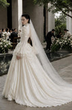 Load image into Gallery viewer, Ivory Bridal Gown with Flowing Train, Elegant Wedding Dress for Formal Ceremony