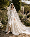 Load image into Gallery viewer, Ivory Formal Bridal Dress with Elegant Train, Romantic Wedding Gown