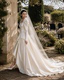 Load image into Gallery viewer, Ivory Formal Bridal Dress with Elegant Train, Romantic Wedding Gown