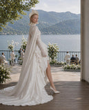 Load image into Gallery viewer, White Statement Wedding Dress with Flowing Skirt and Refined Bridal Silhouette