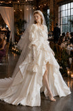 Load image into Gallery viewer, Ivory Bridal Gown with Flowing Train, Elegant Wedding Dress for Formal Ceremony