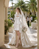 Load image into Gallery viewer, Ivory Wedding Gown with Graceful Full Length Silhouette and Dramatic Bridal Train