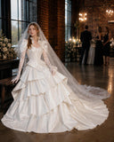 Load image into Gallery viewer, Ivory Formal Bridal Dress with Elegant Train, Romantic Wedding Gown
