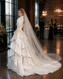 Load image into Gallery viewer, Ivory Formal Bridal Dress with Elegant Train, Romantic Wedding Gown