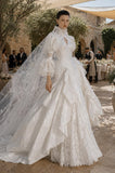Load image into Gallery viewer, Ivory Bridal Gown with Flowing Train, Elegant Wedding Dress for Formal Ceremony