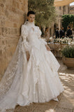 Load image into Gallery viewer, Ivory Bridal Gown with Flowing Train, Elegant Wedding Dress for Formal Ceremony