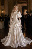 Load image into Gallery viewer, Ivory Wedding Gown with Graceful Full Length Silhouette and Dramatic Bridal Train