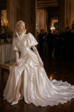 Load image into Gallery viewer, Ivory Wedding Gown with Graceful Full Length Silhouette and Dramatic Bridal Train