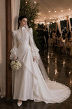 Load image into Gallery viewer, Ivory Formal Bridal Dress with Elegant Train, Romantic Wedding Gown