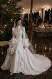Load image into Gallery viewer, Ivory Formal Bridal Dress with Elegant Train, Romantic Wedding Gown