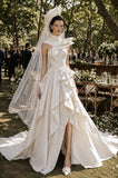 Load image into Gallery viewer, Ivory Statement Wedding Dress with Flowing Skirt and Refined Bridal Silhouette