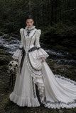 Load image into Gallery viewer, White Bridal Gown with Flowing Train, Elegant Wedding Dress for Formal Ceremony