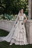 Load image into Gallery viewer, Ivory Formal Bridal Dress with Elegant Train, Romantic Wedding Gown