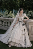 Load image into Gallery viewer, Ivory Formal Bridal Dress with Elegant Train, Romantic Wedding Gown