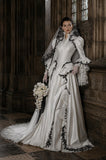Load image into Gallery viewer, Ivory Statement Wedding Dress with Flowing Skirt and Refined Bridal Silhouette