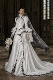 Load image into Gallery viewer, Ivory Statement Wedding Dress with Flowing Skirt and Refined Bridal Silhouette