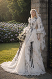 Load image into Gallery viewer, Ivory Bridal Gown with Flowing Train, Elegant Wedding Dress for Formal Ceremony