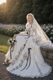 Load image into Gallery viewer, Ivory Bridal Gown with Flowing Train, Elegant Wedding Dress for Formal Ceremony