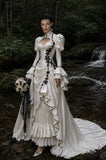 Load image into Gallery viewer, Ivory Wedding Gown with Graceful Full Length Silhouette and Dramatic Bridal Train