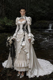Load image into Gallery viewer, Ivory Wedding Gown with Graceful Full Length Silhouette and Dramatic Bridal Train