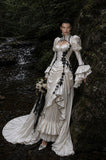 Load image into Gallery viewer, Ivory Wedding Gown with Graceful Full Length Silhouette and Dramatic Bridal Train