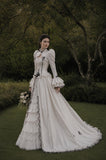 Load image into Gallery viewer, Ivory Formal Bridal Dress with Elegant Train, Romantic Wedding Gown