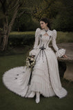 Load image into Gallery viewer, Ivory Formal Bridal Dress with Elegant Train, Romantic Wedding Gown