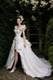 Load image into Gallery viewer, Ivory Statement Wedding Dress with Flowing Skirt and Refined Bridal Silhouette