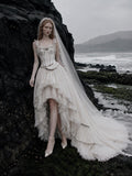 Load image into Gallery viewer, White Wedding Gown with Graceful Full Length Silhouette and Dramatic Bridal Train