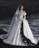 Load image into Gallery viewer, White Formal Bridal Dress with Elegant Train, Romantic Wedding Gown