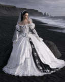 Load image into Gallery viewer, White Formal Bridal Dress with Elegant Train, Romantic Wedding Gown
