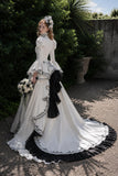 Load image into Gallery viewer, White Formal Bridal Dress with Elegant Train, Romantic Wedding Gown