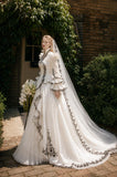 Load image into Gallery viewer, Ivory Statement Wedding Dress with Flowing Skirt and Refined Bridal Silhouette