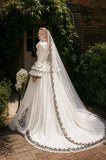 Load image into Gallery viewer, Ivory Statement Wedding Dress with Flowing Skirt and Refined Bridal Silhouette