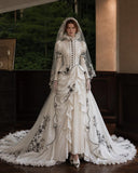 Load image into Gallery viewer, Ivory Formal Bridal Dress with Elegant Train, Romantic Wedding Gown