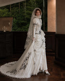 Load image into Gallery viewer, Ivory Formal Bridal Dress with Elegant Train, Romantic Wedding Gown