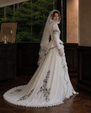 Load image into Gallery viewer, Ivory Formal Bridal Dress with Elegant Train, Romantic Wedding Gown