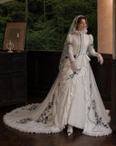 Load image into Gallery viewer, Ivory Formal Bridal Dress with Elegant Train, Romantic Wedding Gown