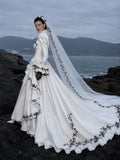 Load image into Gallery viewer, White Statement Wedding Dress with Flowing Skirt and Refined Bridal Silhouette
