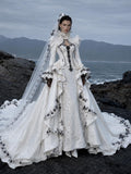 Load image into Gallery viewer, White Statement Wedding Dress with Flowing Skirt and Refined Bridal Silhouette