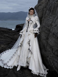 Load image into Gallery viewer, White Statement Wedding Dress with Flowing Skirt and Refined Bridal Silhouette