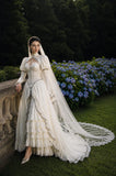 Load image into Gallery viewer, Ivory Bridal Gown with Flowing Train, Elegant Wedding Dress for Formal Ceremony
