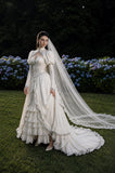 Load image into Gallery viewer, Ivory Bridal Gown with Flowing Train, Elegant Wedding Dress for Formal Ceremony