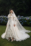 Load image into Gallery viewer, Ivory Bridal Gown with Flowing Train, Elegant Wedding Dress for Formal Ceremony