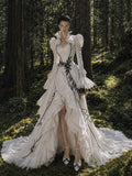 Load image into Gallery viewer, Ivory Wedding Gown with Graceful Full Length Silhouette and Dramatic Bridal Train