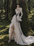 Load image into Gallery viewer, Ivory Wedding Gown with Graceful Full Length Silhouette and Dramatic Bridal Train