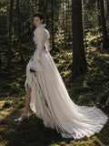 Load image into Gallery viewer, Ivory Wedding Gown with Graceful Full Length Silhouette and Dramatic Bridal Train