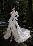Load image into Gallery viewer, White Formal Bridal Dress with Elegant Train, Romantic Wedding Gown