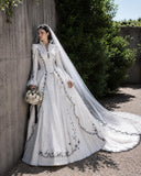 Load image into Gallery viewer, White Statement Wedding Dress with Flowing Skirt and Refined Bridal Silhouette