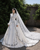 Load image into Gallery viewer, White Statement Wedding Dress with Flowing Skirt and Refined Bridal Silhouette